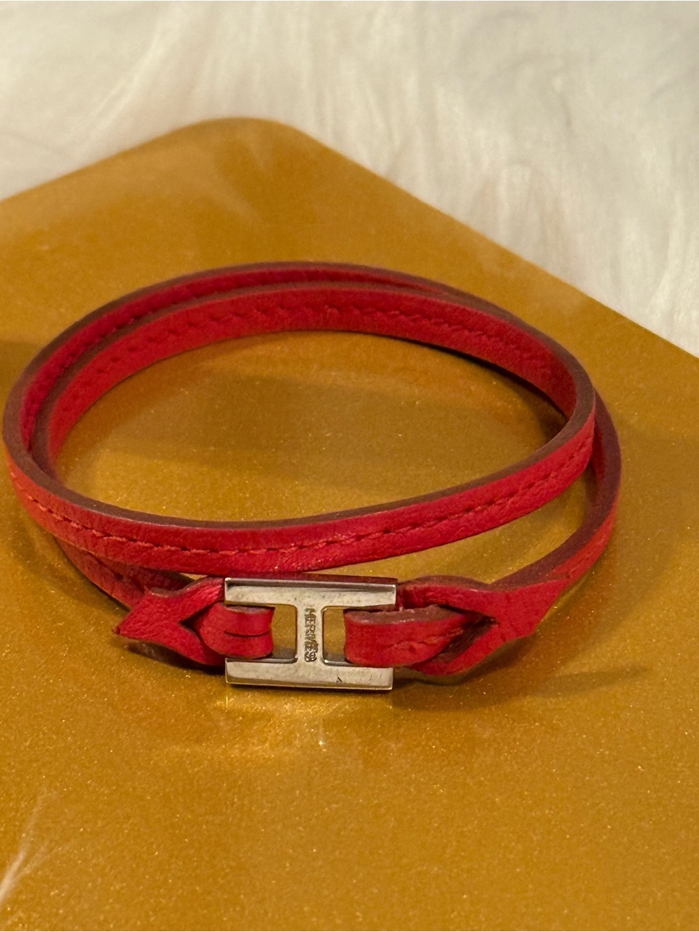 🌸Red Hermes Behapi double tour bracelet🌸